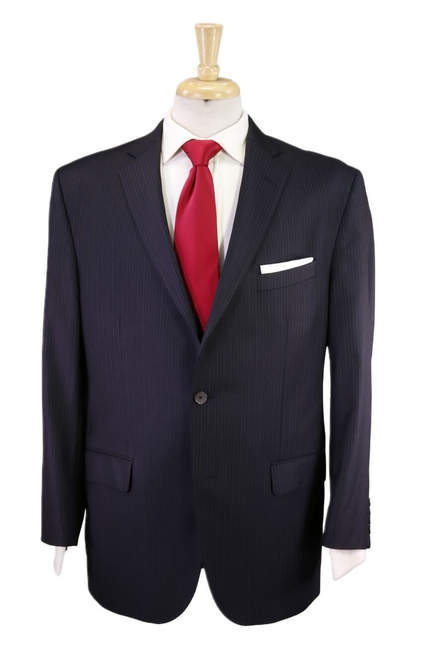 Daniel Cremieux Loro Piana Navy Blue Striped Super 130's Wool Suit 42R